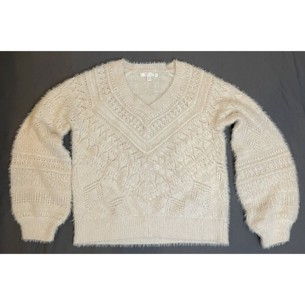 LC Lauren Conrad Sweater Women's XS Fuzzy Soft Long Sleeve in Light Pink - Picture 3 of 13